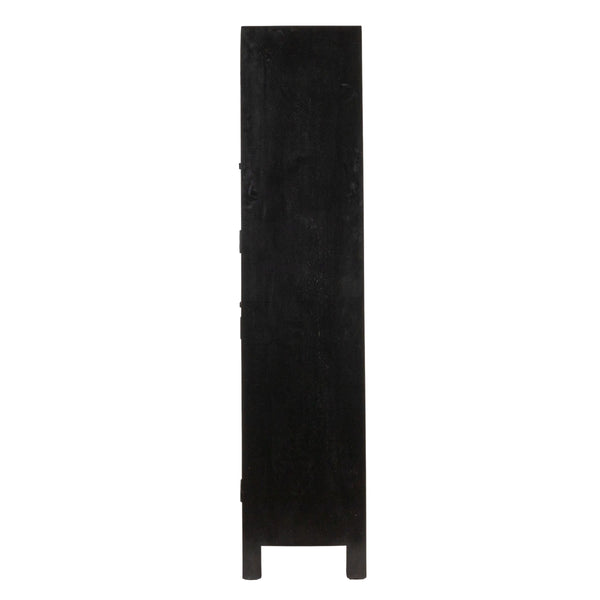 Rowena Interiors Mango Wood Tall Cane Door Storage Cabinet with Arched Panels for Bohemian Living EC1823