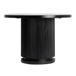 Rowena Interiors Fluted Mango Wood Oval Coffee Table with Double Pedestal Base for Modern Living Black EC1844MC