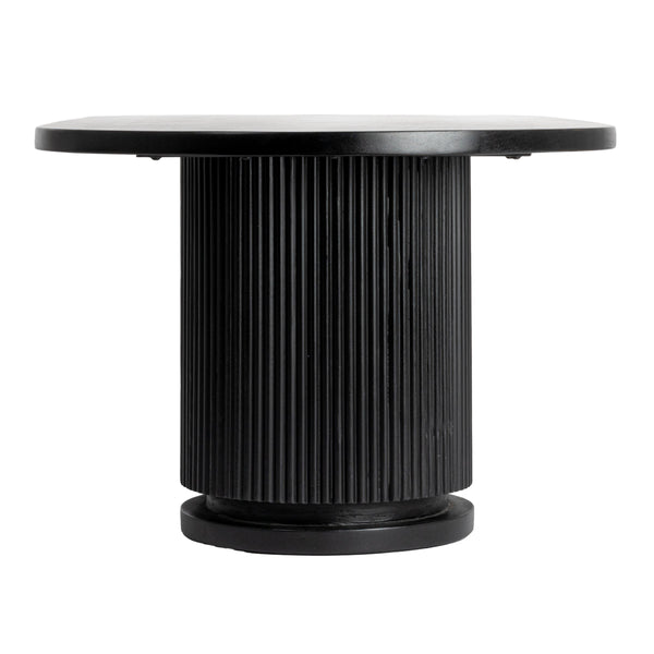 Rowena Interiors Fluted Mango Wood Oval Coffee Table with Double Pedestal Base for Modern Living Black EC1844MC