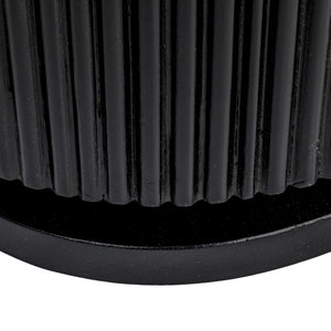 Rowena Interiors Fluted Pedestal Round Coffee Table Solid Mango Wood Bleached Finish Minimalist Decor Black EC1846MC