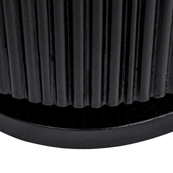 Rowena Interiors Fluted Pedestal Round Coffee Table Solid Mango Wood Bleached Finish Minimalist Decor Black EC1846MC