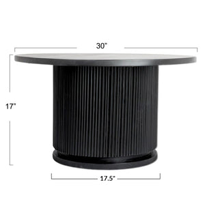 Rowena Interiors Fluted Pedestal Round Coffee Table Solid Mango Wood Bleached Finish Minimalist Decor Black EC1846MC