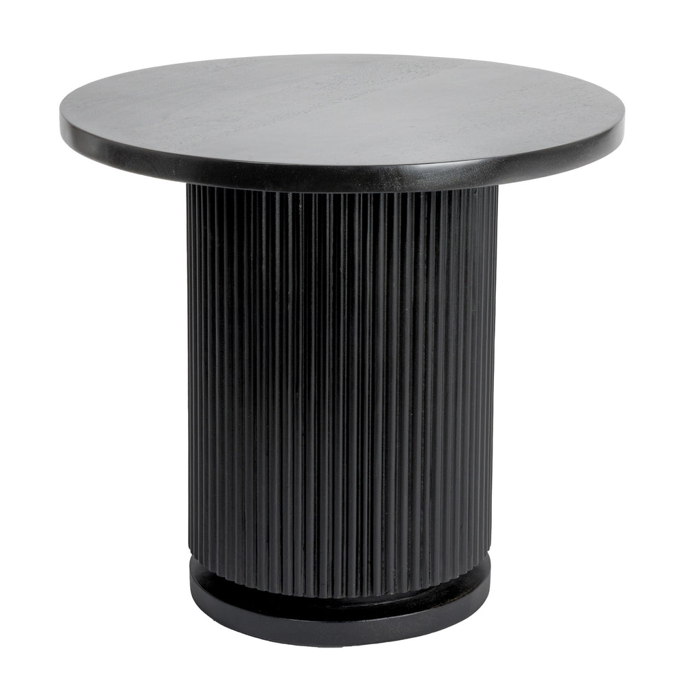 Rowena Interiors Fluted Solid Mango Wood Round End Table Bleached Pedestal Base for Modern Interiors EC1848