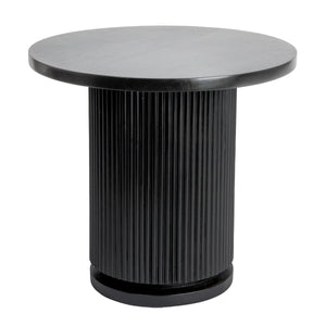 Rowena Interiors Fluted Solid Mango Wood Round End Table Bleached Pedestal Base for Modern Interiors EC1848