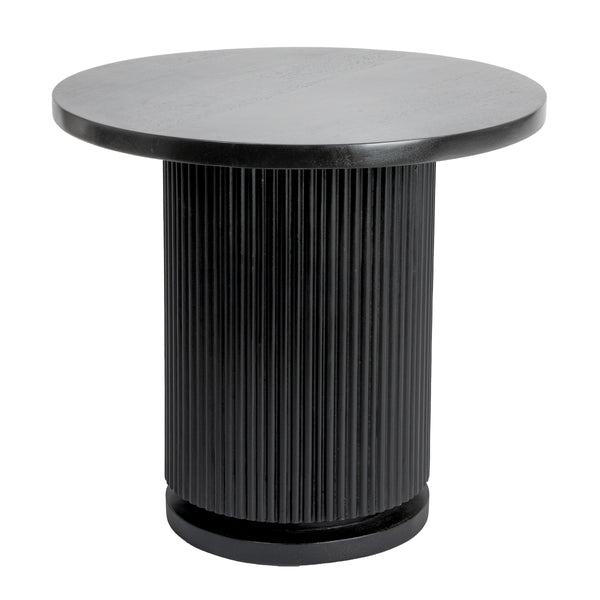 Rowena Interiors Fluted Solid Mango Wood Round End Table Bleached Pedestal Base for Modern Interiors EC1848