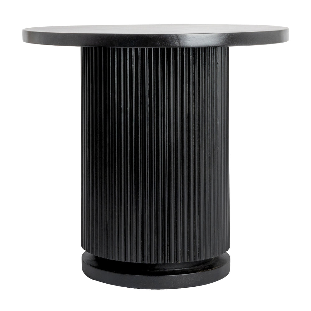 Rowena Interiors Fluted Solid Mango Wood Round End Table Bleached Pedestal Base for Modern Interiors EC1848
