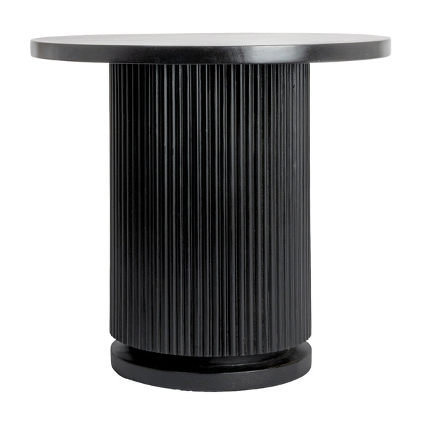 Rowena Interiors Fluted Solid Mango Wood Round End Table Bleached Pedestal Base for Modern Interiors EC1848