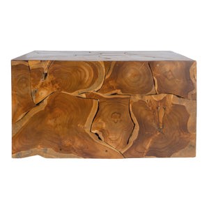 Rowena Interiors Square Solid Teak Root Coffee Table with Natural Grain for Bohemian Living Rooms EC1880