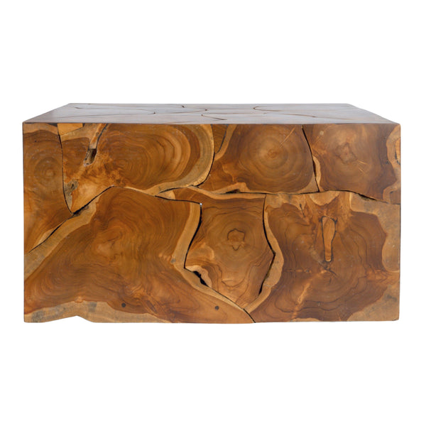 Rowena Interiors Square Solid Teak Root Coffee Table with Natural Grain for Bohemian Living Rooms EC1880