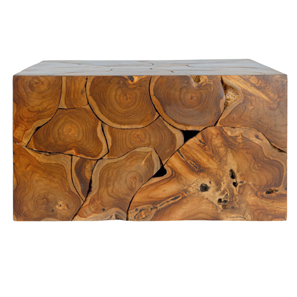 Rowena Interiors Square Solid Teak Root Coffee Table with Natural Grain for Bohemian Living Rooms EC1880