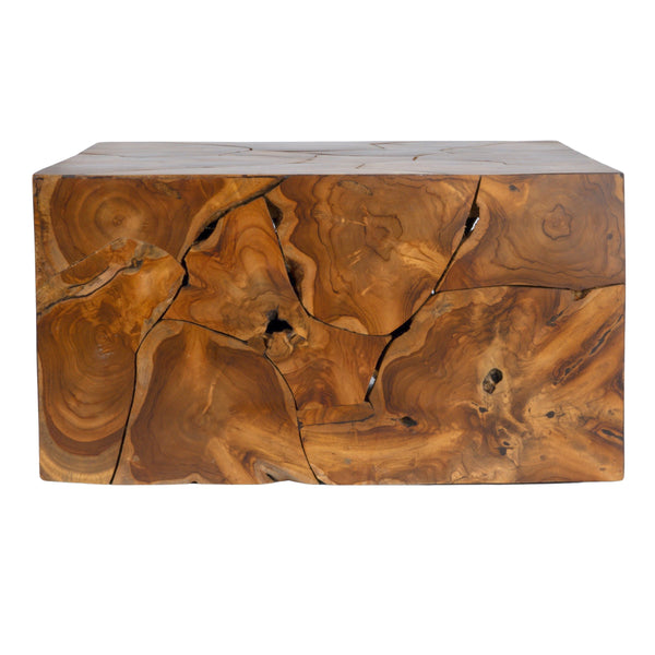 Rowena Interiors Square Solid Teak Root Coffee Table with Natural Grain for Bohemian Living Rooms EC1880