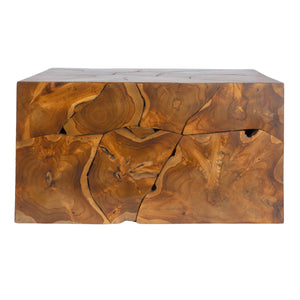Rowena Interiors Square Solid Teak Root Coffee Table with Natural Grain for Bohemian Living Rooms EC1880