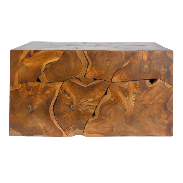 Rowena Interiors Square Solid Teak Root Coffee Table with Natural Grain for Bohemian Living Rooms EC1880