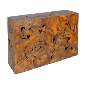 Rowena Interiors Rectangular Solid Teak Root Console Table Organic Grain Entryway Accent Piece EC1881