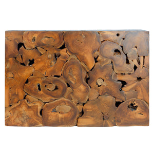 Rowena Interiors Rectangular Solid Teak Root Console Table Organic Grain Entryway Accent Piece EC1881