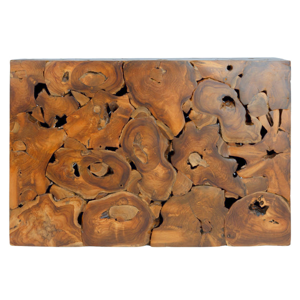Rowena Interiors Rectangular Solid Teak Root Console Table Organic Grain Entryway Accent Piece EC1881