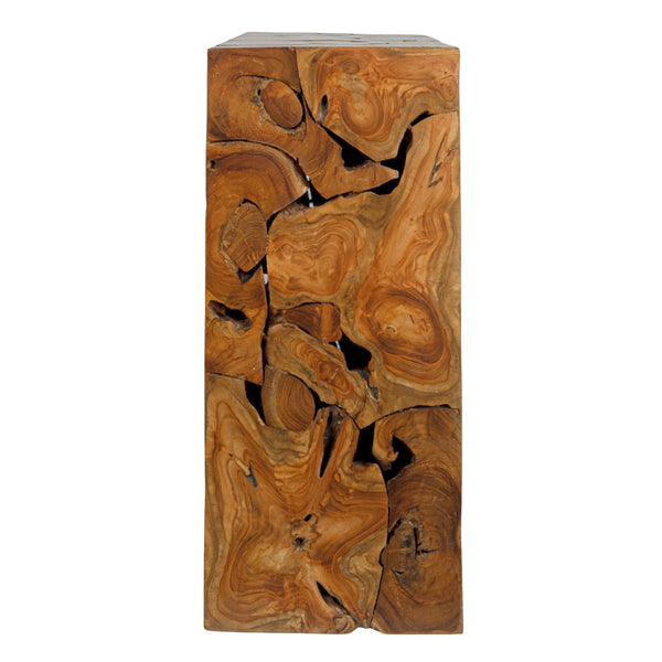 Rowena Interiors Rectangular Solid Teak Root Console Table Organic Grain Entryway Accent Piece EC1881