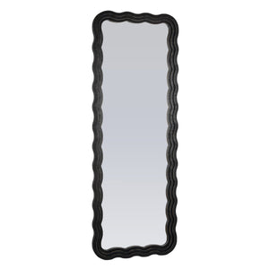 Rowena Interiors Rectangular Wavy Wood Floor Mirror with Sculptural Black Frame for Modern Interiors EC1884
