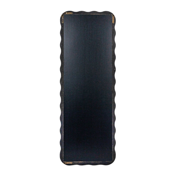 Rowena Interiors Rectangular Wavy Wood Floor Mirror with Sculptural Black Frame for Modern Interiors EC1884