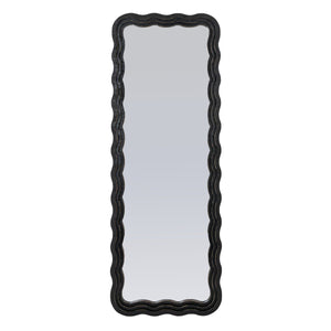 Rowena Interiors Rectangular Wavy Wood Floor Mirror with Sculptural Black Frame for Modern Interiors EC1884