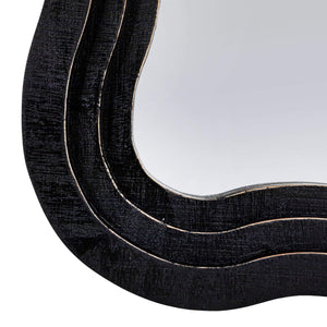 Rowena Interiors Rectangular Wavy Wood Floor Mirror with Sculptural Black Frame for Modern Interiors EC1884