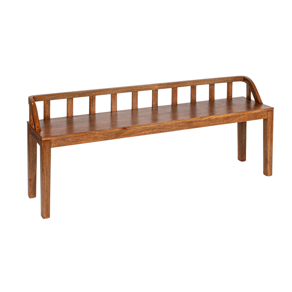 Rowena Interiors Mango Wood Solid Hardwood Entryway Bench Low Profile Farmhouse Bedroom Accent Walnut Finish EC1891