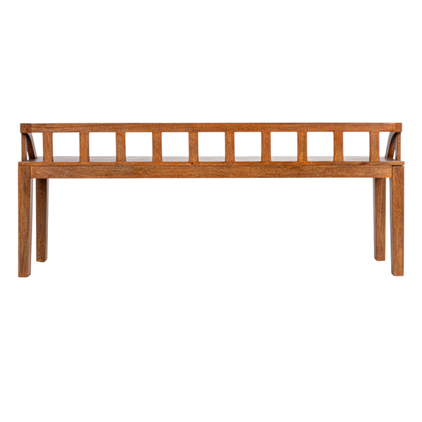 Rowena Interiors Mango Wood Solid Hardwood Entryway Bench Low Profile Farmhouse Bedroom Accent Walnut Finish EC1891