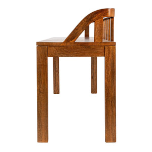 Rowena Interiors Mango Wood Solid Hardwood Entryway Bench Low Profile Farmhouse Bedroom Accent Walnut Finish EC1891