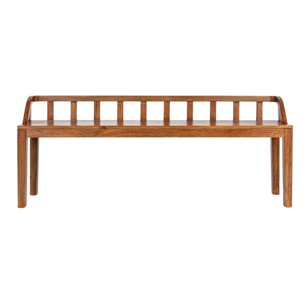 Rowena Interiors Mango Wood Solid Hardwood Entryway Bench Low Profile Farmhouse Bedroom Accent Walnut Finish EC1891
