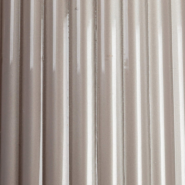 Rowena Interiors 30.5 Inch Ribbed Glass Table Lamp with Warm Linen Drum Shade for Bedside or Living Room Grey EC1903