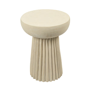 Rowena Interiors Fluted Cylindrical Side Table Magnesium Oxide Build for Patio or Living Room Use Cream EC1909