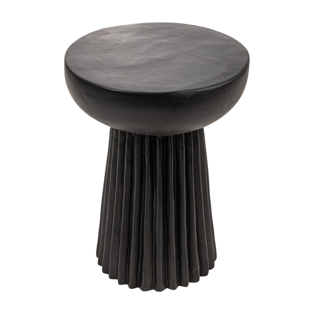 Rowena Interiors Fluted Cylindrical Side Table Magnesium Oxide Build for Patio or Living Room Use Black EC1910