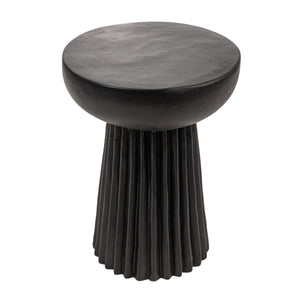 Rowena Interiors Fluted Cylindrical Side Table Magnesium Oxide Build for Patio or Living Room Use Black EC1910