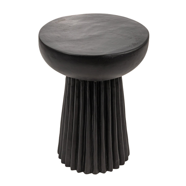 Rowena Interiors Fluted Cylindrical Side Table Magnesium Oxide Build for Patio or Living Room Use Black EC1910