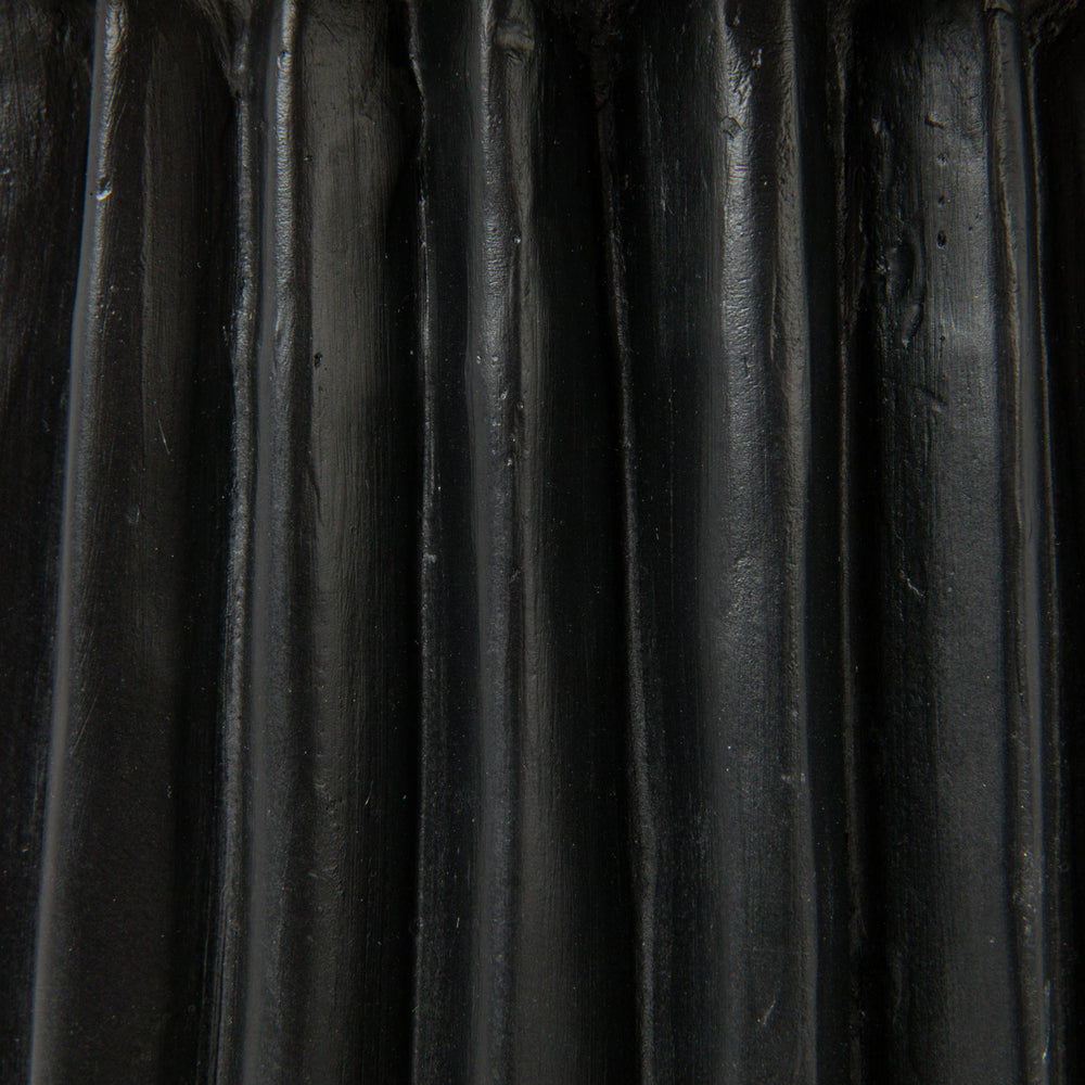 Rowena Interiors Fluted Cylindrical Side Table Magnesium Oxide Build for Patio or Living Room Use Black EC1910