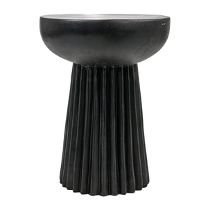 Rowena Interiors Fluted Cylindrical Side Table Magnesium Oxide Build for Patio or Living Room Use Black EC1910