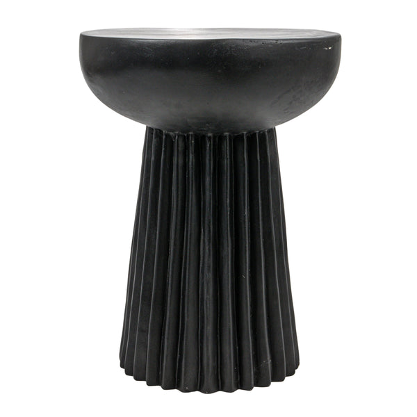 Rowena Interiors Fluted Cylindrical Side Table Magnesium Oxide Build for Patio or Living Room Use Black EC1910