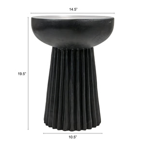 Rowena Interiors Fluted Cylindrical Side Table Magnesium Oxide Build for Patio or Living Room Use Black EC1910