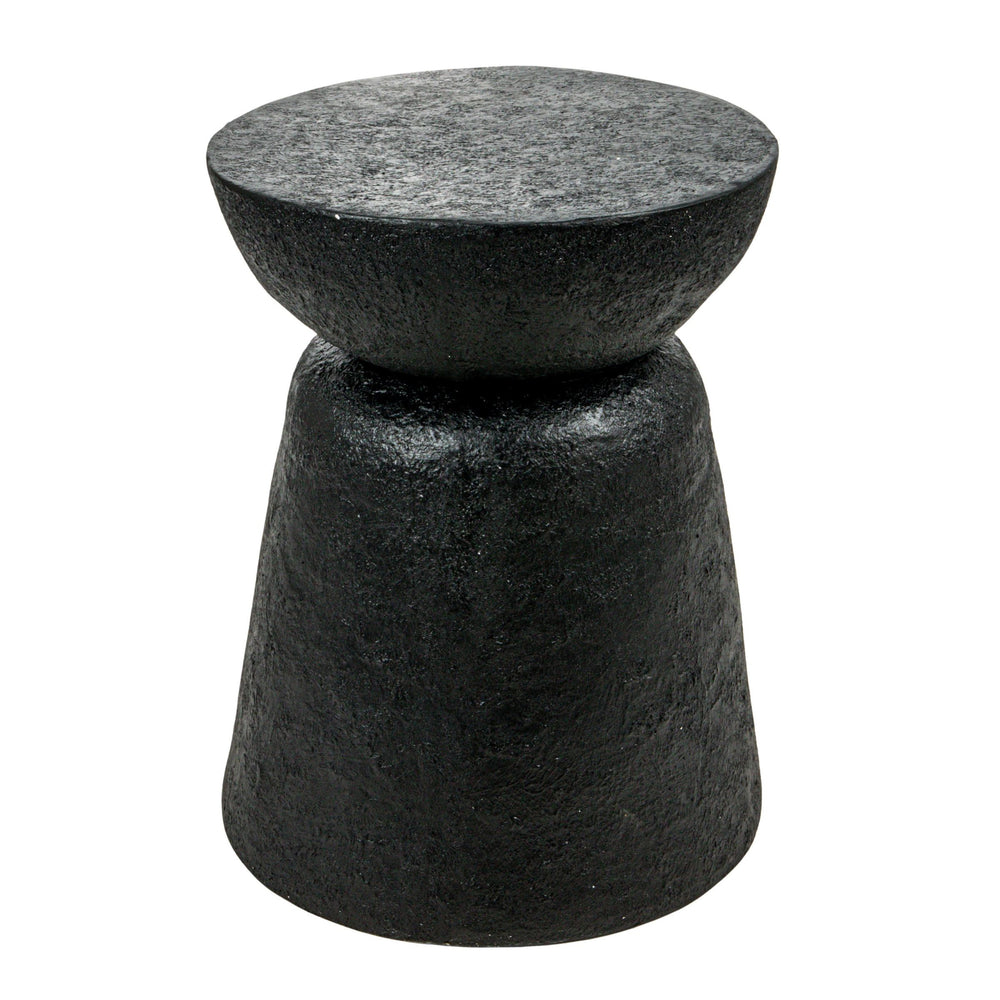 Rowena Interiors Drum-Shaped Matte Black Magnesium Oxide Side Table for Patio or Living Room EC1911