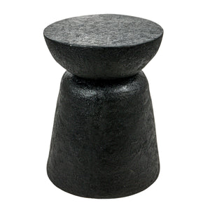Rowena Interiors Drum-Shaped Matte Black Magnesium Oxide Side Table for Patio or Living Room EC1911