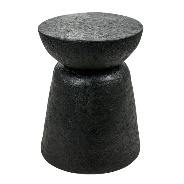 Rowena Interiors Drum-Shaped Matte Black Magnesium Oxide Side Table for Patio or Living Room EC1911