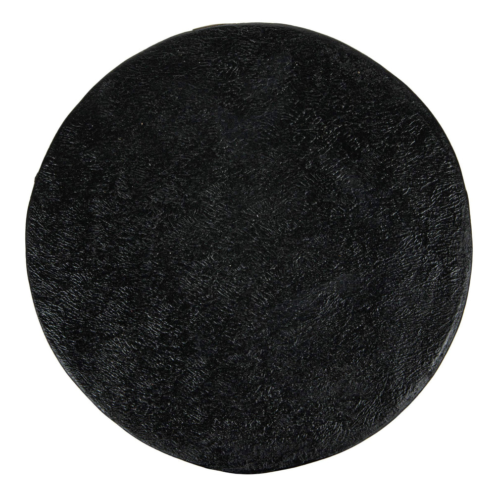 Rowena Interiors Drum-Shaped Matte Black Magnesium Oxide Side Table for Patio or Living Room EC1911