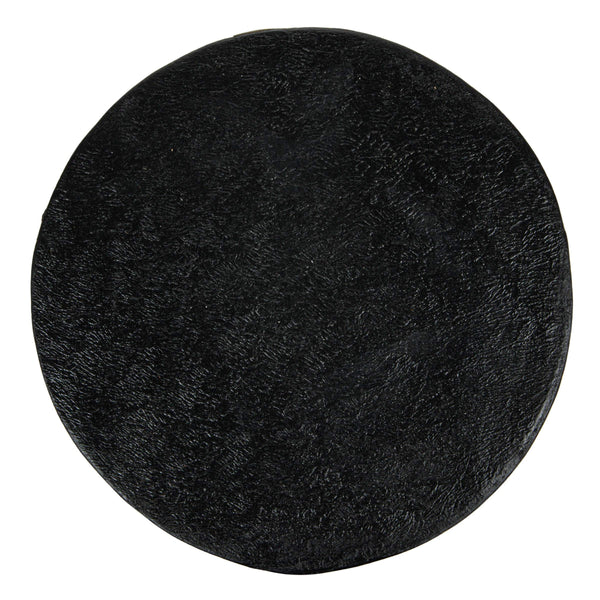 Rowena Interiors Drum-Shaped Matte Black Magnesium Oxide Side Table for Patio or Living Room EC1911
