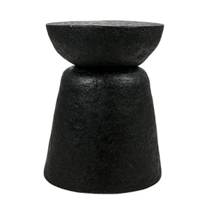 Rowena Interiors Drum-Shaped Matte Black Magnesium Oxide Side Table for Patio or Living Room EC1911