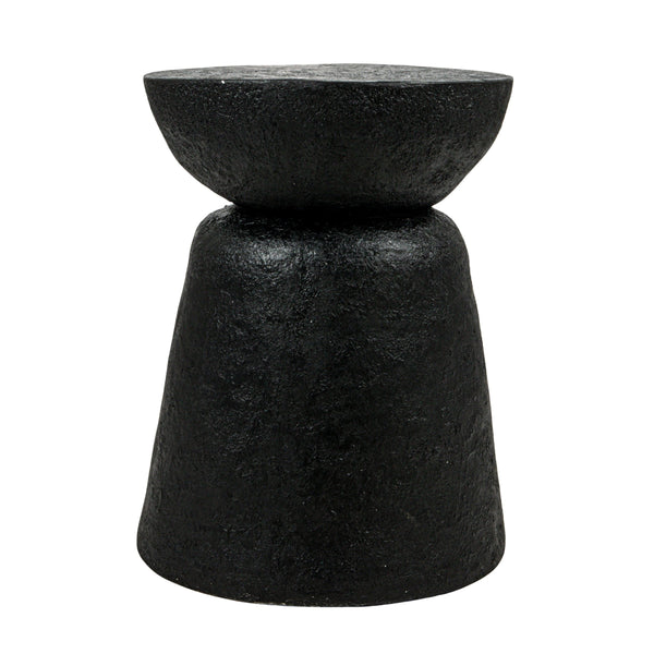 Rowena Interiors Drum-Shaped Matte Black Magnesium Oxide Side Table for Patio or Living Room EC1911