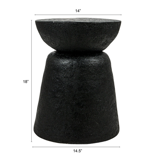 Rowena Interiors Drum-Shaped Matte Black Magnesium Oxide Side Table for Patio or Living Room EC1911