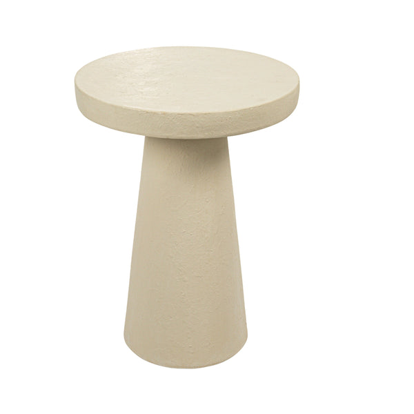 Rowena Interiors Tapered Pedestal Side Table Matte Cream Magnesium Oxide Sculptural Indoor Outdoor Accent EC1912