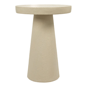 Rowena Interiors Tapered Pedestal Side Table Matte Cream Magnesium Oxide Sculptural Indoor Outdoor Accent EC1912