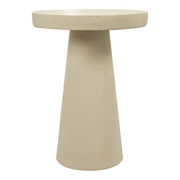 Rowena Interiors Tapered Pedestal Side Table Matte Cream Magnesium Oxide Sculptural Indoor Outdoor Accent EC1912