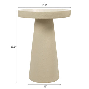 Rowena Interiors Tapered Pedestal Side Table Matte Cream Magnesium Oxide Sculptural Indoor Outdoor Accent EC1912